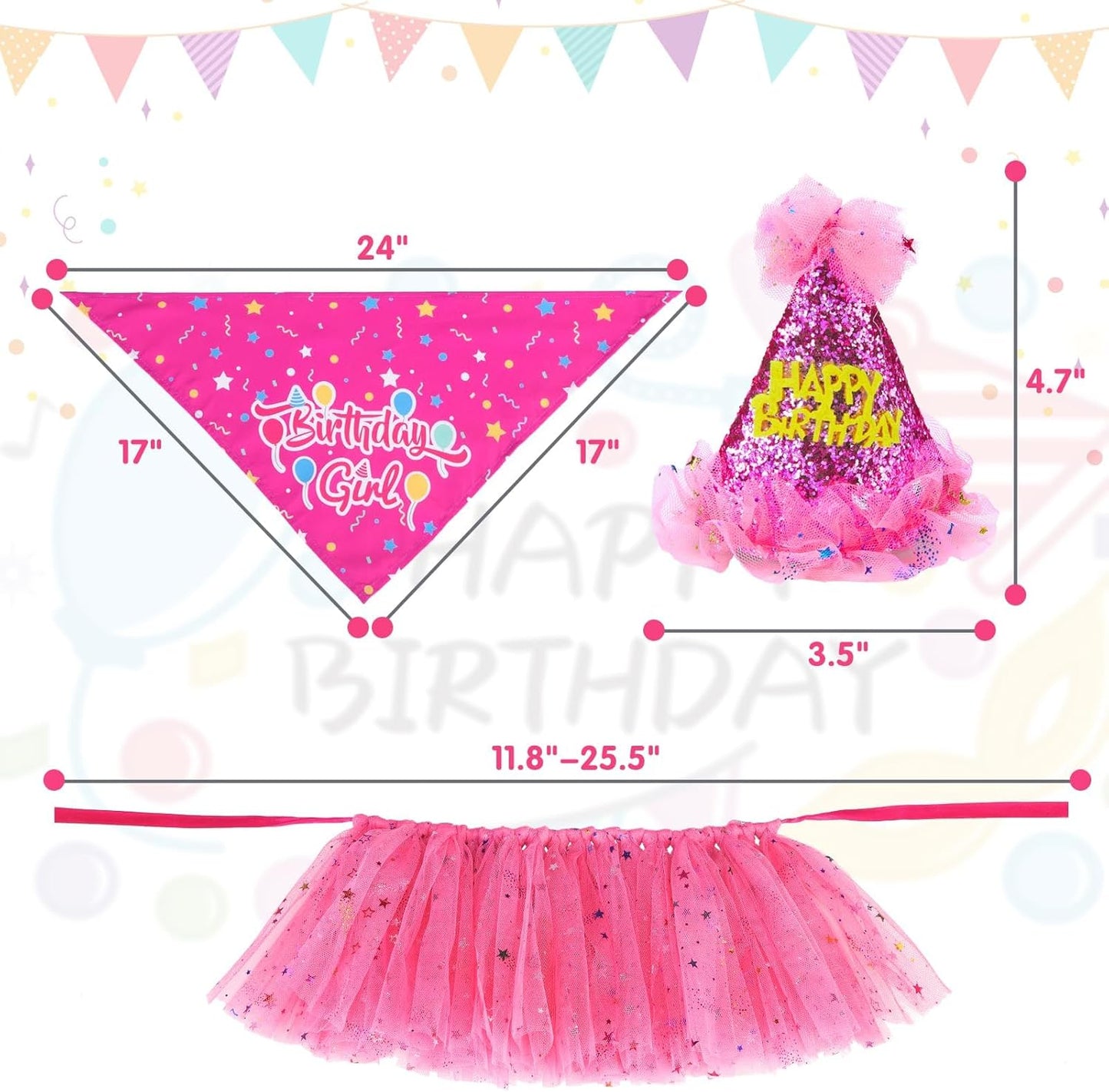 SCENEREAL Easter Dog Bandana Outfit with Cute Bunny Ears Headband and Tutu Dress, Puppy Holiday Costume Accessory, Pink Eggs Rabbit Prints Scarf Pet Birthday Party Supplies for Small Medium Dogs Cats