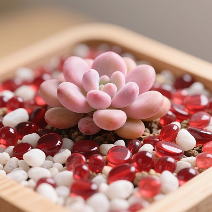 0.96LB Glass Beads Vase Filler Aquarium Gravel Decor Flat Glass Marbles Gems Pebbles Fish Tank Rocks Home Decorative Art Craft - Red