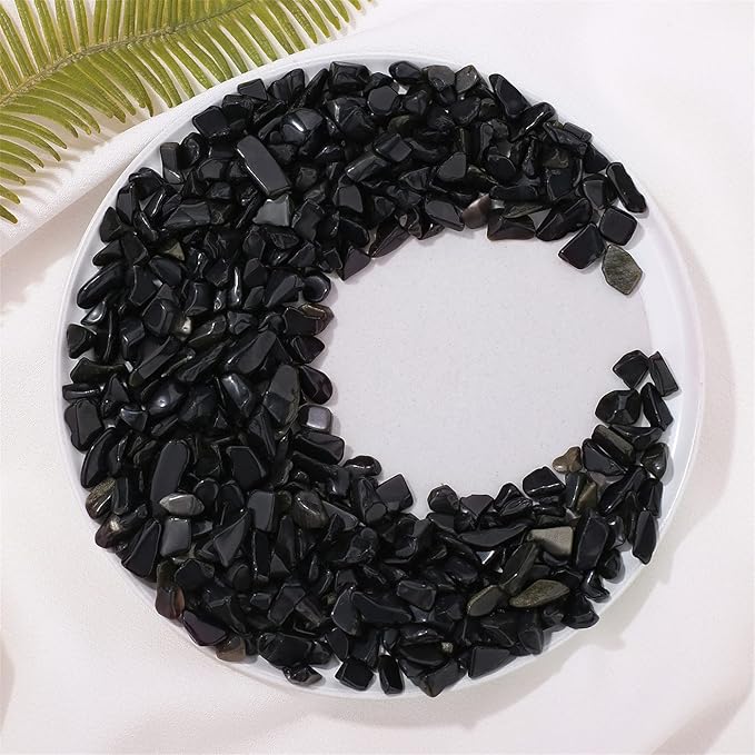 Obsidian Healing Crystal Chips Bulk Gemstones Sets Tumbled Crushed Stones Crushed Crystals Natural Rocks for Fountain Rocks Decoration Reiki Energy Balancing Meditation Aquarium Gravel 0.44lb