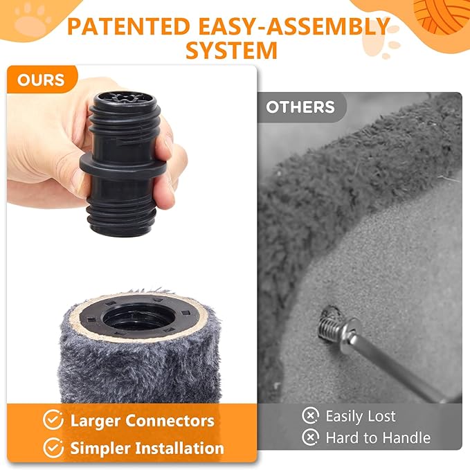 KITTY KINGDOM 65in Large Cat Tree Condo Furniture for Indoor Kitties, Multi-Level Cat Tower with 4 Scratching Posts, Cat Cave, Hammock, Perch & Reinforced Base, Plush Gray