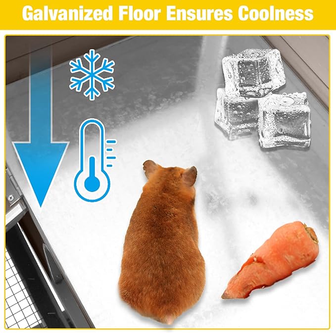 AIVITUVIN Wooden Guinea Pig Cage Indoor with Cooling Plate and Anti-Chewing Edges Two-Story Rabbit Hutch Pull Out Tray Outdoor Rabbit Cage with Raised Stand and Wire Mesh Small Animals Cage (Brown