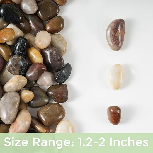 SIDONG 10 lbs Mixed River Rocks, 1.2-2 Inches Highly Polished Pebbles for Indoor Plants, Aquarium Rocks Used in Fish Tank, Decorative Stones for Plants, Vases, Home DΓ©cor, Crafting, Garden Landscaping