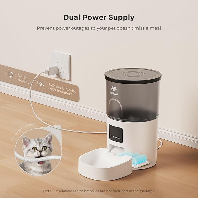 Automatic Cat Feeder - 3L Pet Dry Food Dispenser with Timed Programmable Portion Control, Dual Power Backup, Easy Set Up, 10 Meals Per Day for Cats and Puppies(Remote Not Supported)