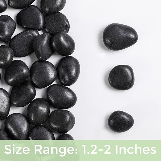 SIDONG 10 lbs Black River Rocks, 1.2-2 Inches Polished Pebbles for Indoor Plants, Aquarium Rocks Used in Fish Tank, Decorative Stones for Plants, Vases, Home DΓ©cor, Crafting, Garden Landscaping
