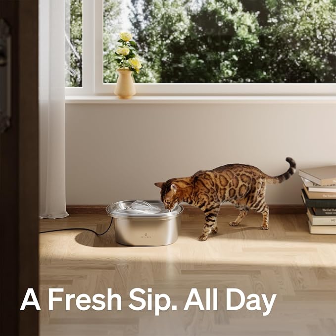 PETLIBRO Stainless Steel Cat Water Fountain, 101oz/3L Pet Water Fountain for Cats Inside, Food-Grade Dog Water Fountain, Automatic Water Dispenser with 4 Filters & 4 Sponges