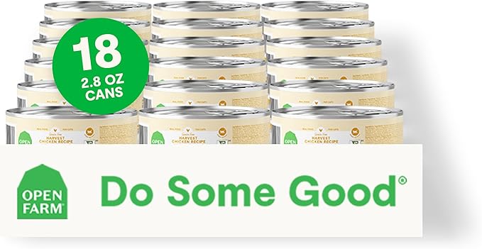 Open Farm Canned Cat Food, Paté for Complete & Balanced Nutrition, Grain-Free and Legume-Free Wet Cat Food, Harvest Chicken Recipe, 2.8oz Cans (Case of 18)