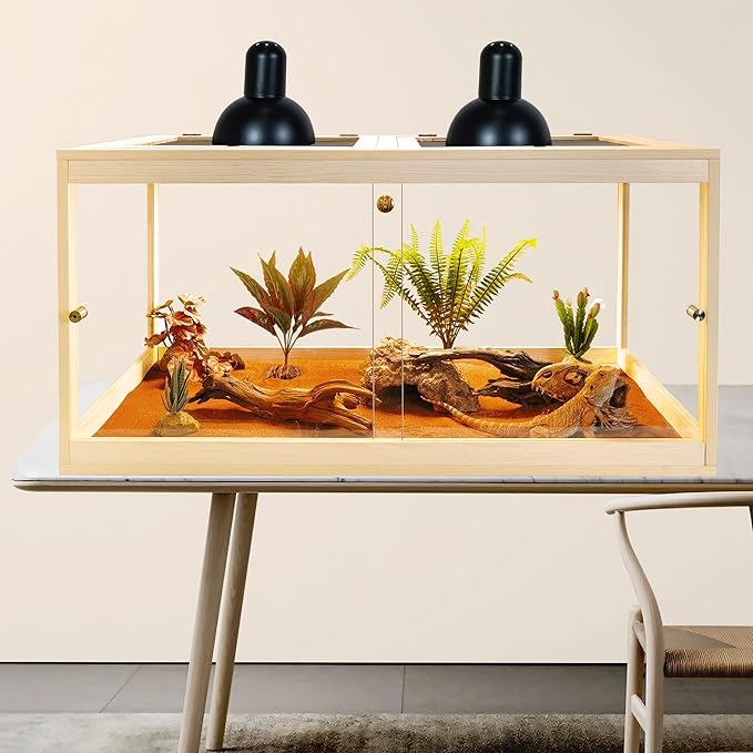 Reptile Terrarium Tank 60 Gallon Maximum, Lizard Tank Bearded Dragon Tank with Metal Mesh Roof Door, Snake Tank with Lock Design, 40" Length