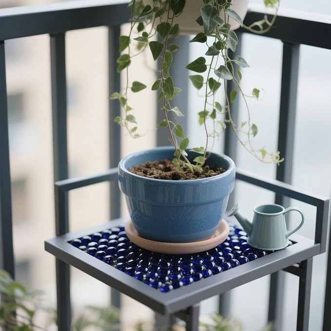 2.16LB Glass Beads Vase Filler Aquarium Gravel Decor Flat Glass Marbles Gems Pebbles Fish Tank Rocks Home Decorative Art Craft - Cobalt Blue