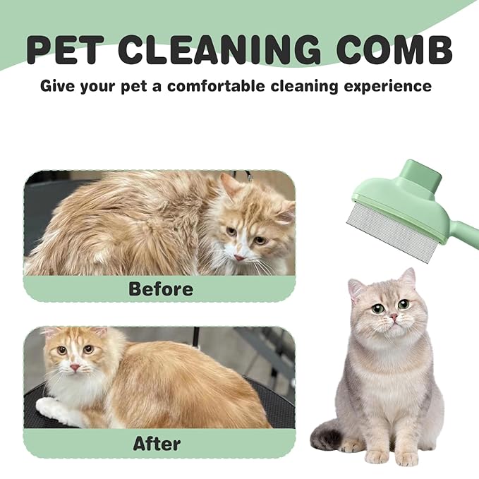 2PCS Flea Comb for Dogs & Cats,flea Comb for Cats with Release Button Self-Cleaning,lice comb for Shedding Pet Hair