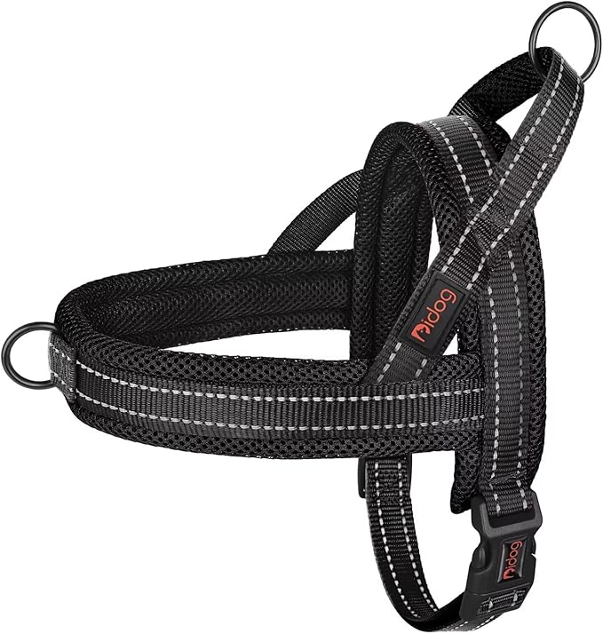 Didog No Pull Dog Harness with Soft Mesh Padded,Reflective & Quick Fit Light Weight Dog Strap Vest Harness,Easy for Walking Training (M:Chest 21-26", Mesh-Black)