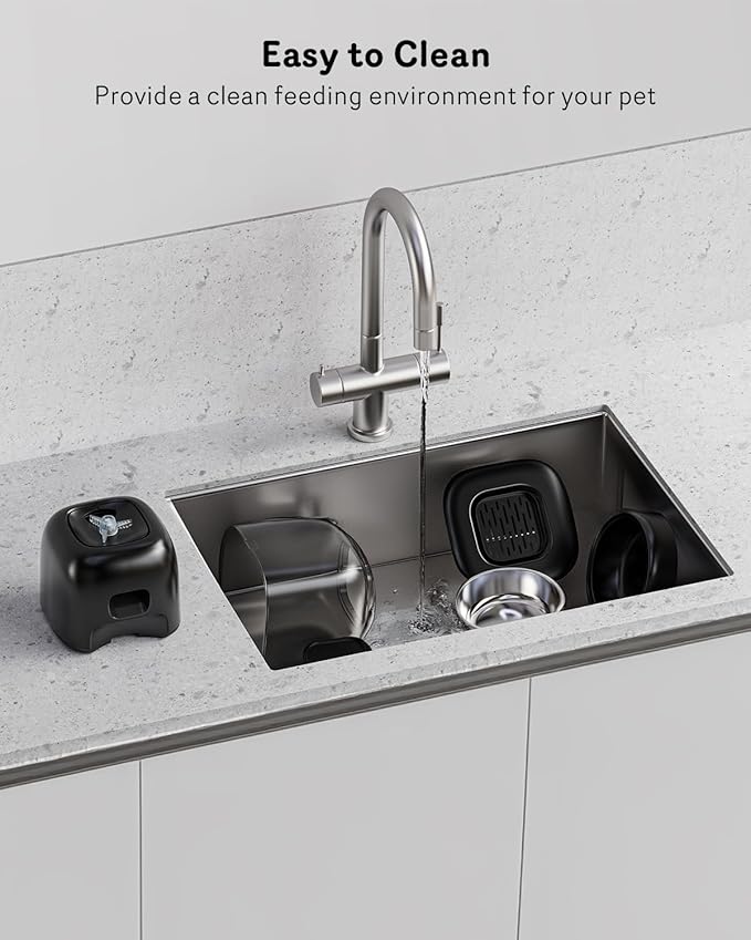 Automatic Cat Feeder, Cat Food Dispenser Battery-Operated with 180-Day Battery Life, Timed Pet Feeder for Cats and Dogs, Desiccant Bag, Programmable Portion Control, 4 Daily Meals, 10s Voice Recorder