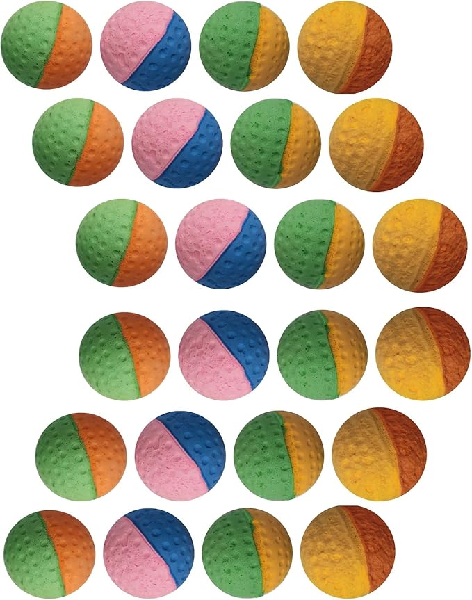 YnFag 24 Pack Foam Soccer Balls Cat Toys for Indoor Cats Cat Balls (24Pcs Two-Color Golf)