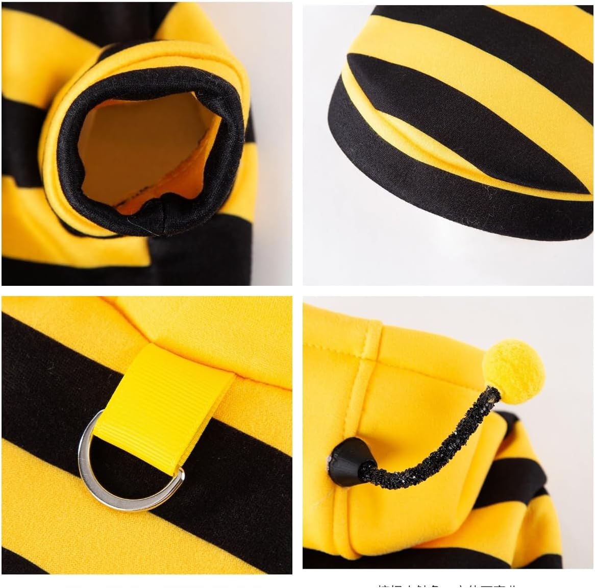 Cat Bee Antennae Costume Hoodies Cute Bee Stripes Dog Kitten Puppy Pet Apparel