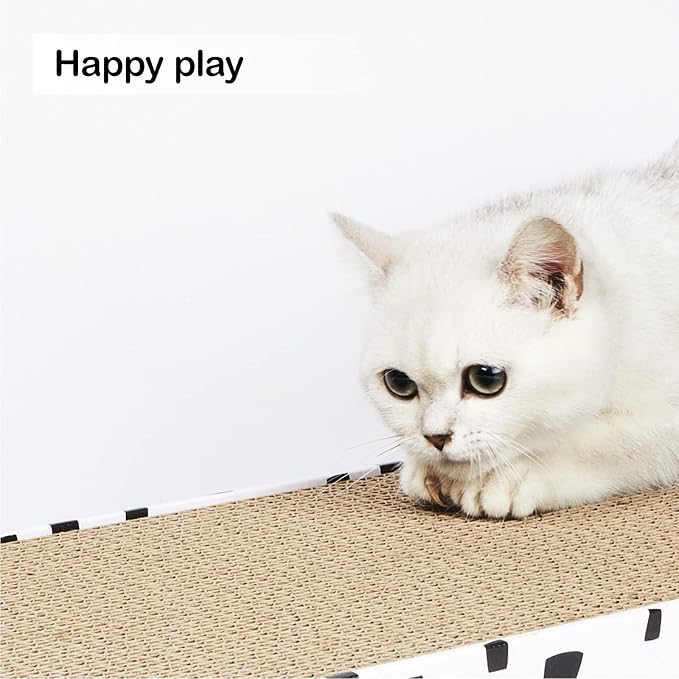 PAWSFANS Cat Scratcher Cardboard Scratch Pad with Box Durable Corrugate Scratching Kitty Sofa Lounge Bed Reversible Catnip Included for Indoor Cats,Large(Box, 1pcs)