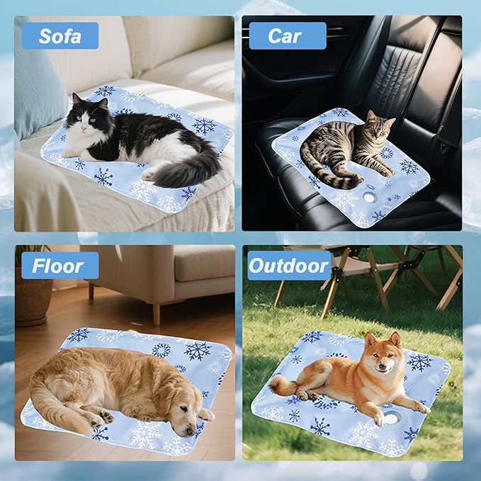 Dog Cooling Mat, Cooling Mat for Dogs & Cats, Provides Instant Relief for Small, Medium, Large Dogs, Washable, Non-Slip Design, Perfect for Hot Summer Days to Keep Pets Comfortable (S 16''*20'')