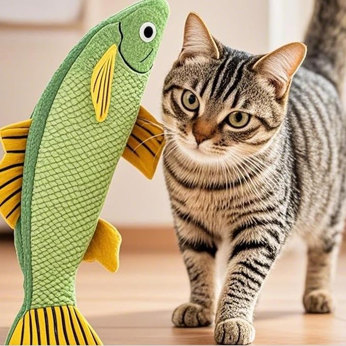 Cat Toys for Bored Indoor Adult Cats - Catnip Toys for Mental Stimulation, Interactive & Durable Kicker Toys for Solo Play, Best for Lazy Or Senior Cats (Yellow)