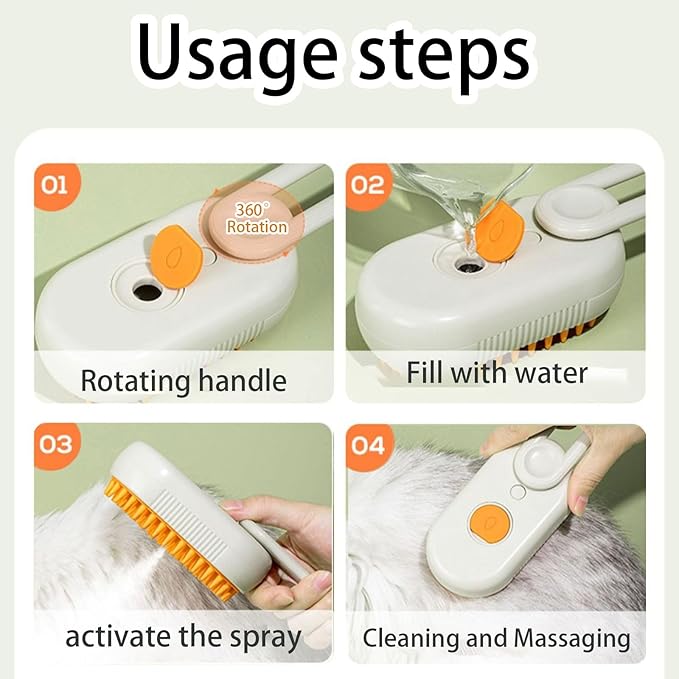 cat steam brush for shedding -4 in 1 Rechargeable Steam Brush for Cats and Dogs, Anti-static, Massage, Cleaning, Shedding & Combing All In One!grooming tool for cats and dogs(Beige)