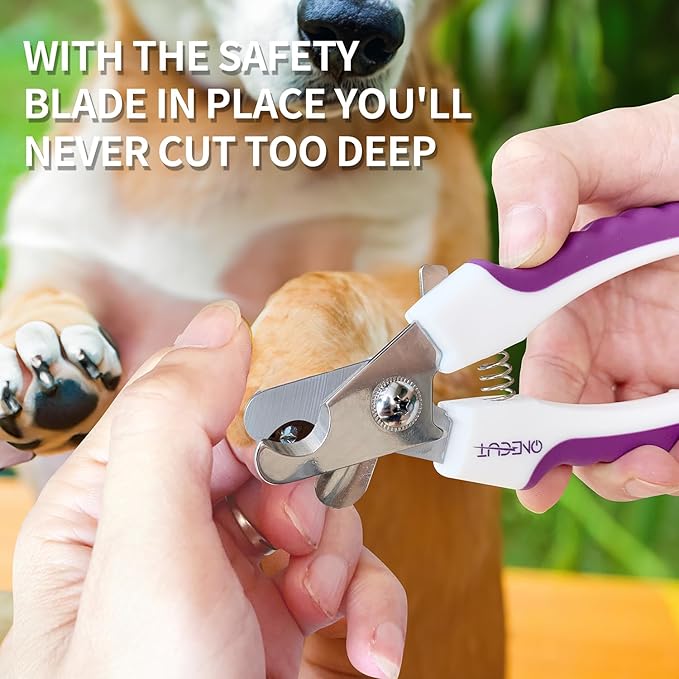 OneCut 6" Dog Nail Clippers for Small, Medium and Large Breed Professional Pet Nail Trimmers -Suitable for Cats, Rabbits and Guinea Pigs with Safety Guard to Avoid Over Cutting (Purple)