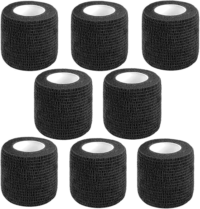 Self Adhesive Bandage Wrap,2 Inch Black Breathable Elastic Cohesive Bandages, Vet Wrap Sports Tape Bulk for First Aid Supplies, Wrist Sprains Protection