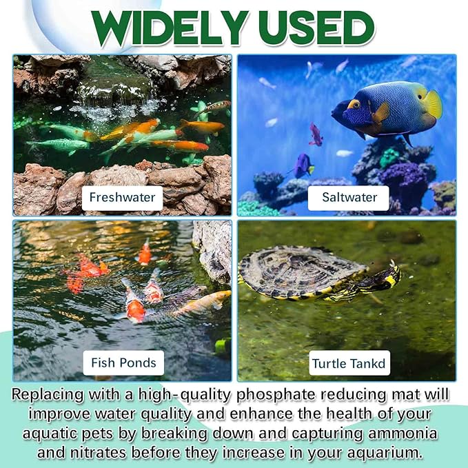 Treela 3 Pcs 18 x 10 Inch Aquarium Filter Pads Ammonia Phosphate Nitrite Remover Reducer Filter Pads Cut-to-fit for Aquariums & Ponds Fish Tank Accessories (Green,Gray,Khaki)