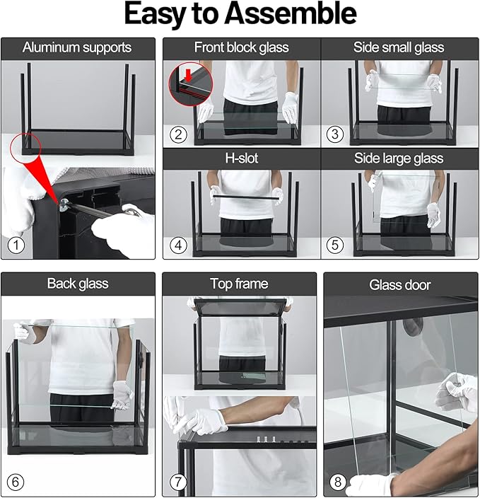34 Gallon Reptile Tank, Glass Reptiles Terrarium 24" x 18" x 18", Sliding Door, Top Ventilation, Cable Pass, Humidify Hole, Glass Reptile Cage Habitat for Bearded Dragon, Lizard, Snake, Gecko