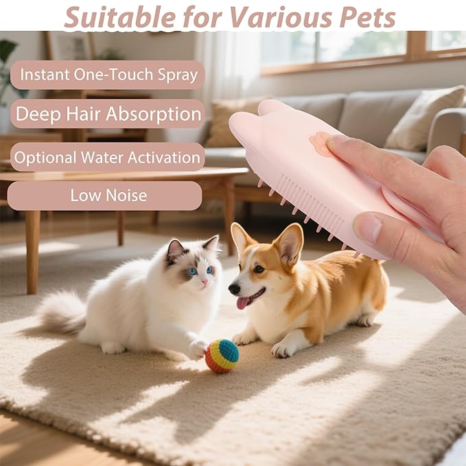 4 in 1 Cat Steam Brush Rechargeable Anti-Static Pet Spray Hair Removal Comb for Shedding and Grooming Multi-functional Pet Massage Brushes for Cats Dogs Small Animals