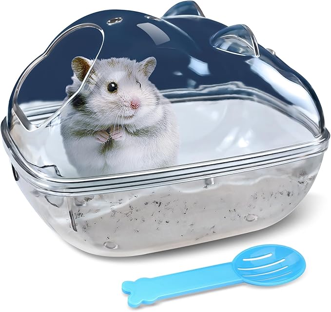 Hamster Bathtub,Hamster Bathroom,Small Animal Habitat Décor,Sand Bath Container Transparent Beds,Hamster Bed,Ice Bathtub,Sleep Pad Nest,Sand Bath Box for Cage Accessories(M)