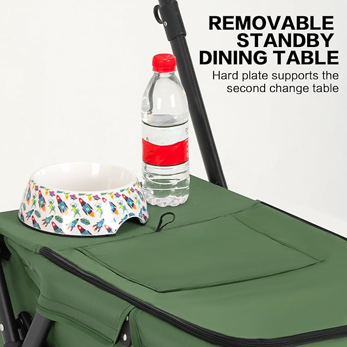 Pet Stroller Cat Dog Stroller Travel Folding Pet Carriers(Green)