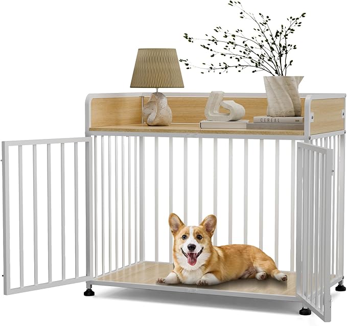 42inch Dog Crate Furniture, Medium Dog Kennel Indoor, Decorative Pet House End Table, Wooden Cage Kennel Indoor, Heavy Duty Dogs Crate Furniture for Large and Medium