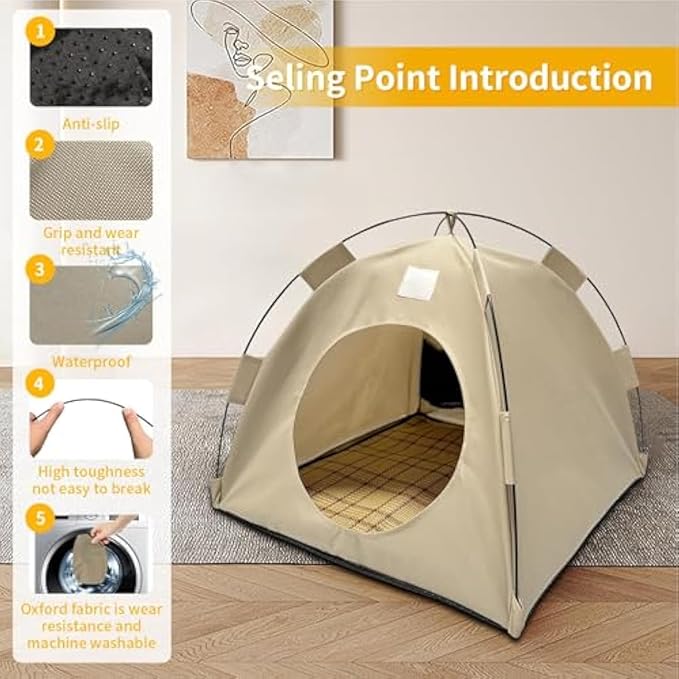 BreezyDen Pop-Up Pet Tent – Portable Indoor/Outdoor Cat Tent, Waterproof Pet Hideaway for Cats & Small Dogs with Mesh Window, Anti-Slip Base & Washable Design (Dark Gray, XL (20 catties Kitten))