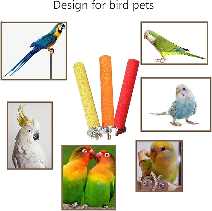 Hamiledyi Bird Perches for Cage Grinding Sand Bird Perches 8pcs Claw Trim Cage Perches Stand for Starlings, Parakeets Lovebirds Canaries Green Cheeked Conures (0.78 in Diameter)