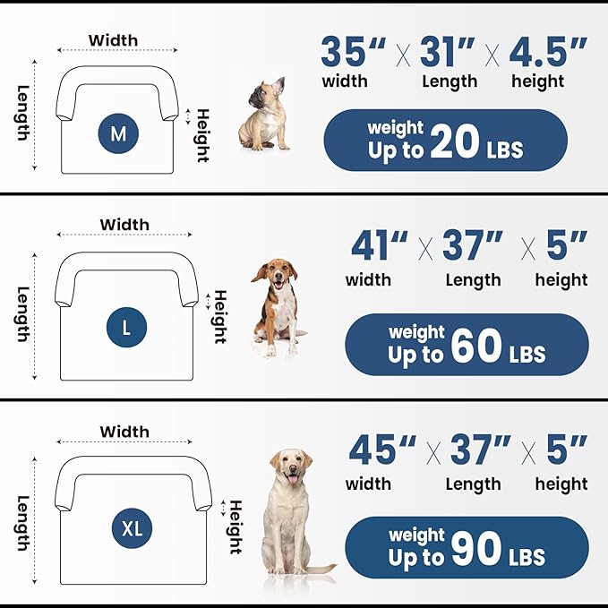 Calming Extra Large Dog Couch Bed for Dogs, 45 x 37 inch Waterproof Removable Pet Mat Couch Cover for Furniture Protector, Non-Slip Fluffy Pelsbarn Dog Bed for Couch, Sofa, Car - Tie-Dye Blue