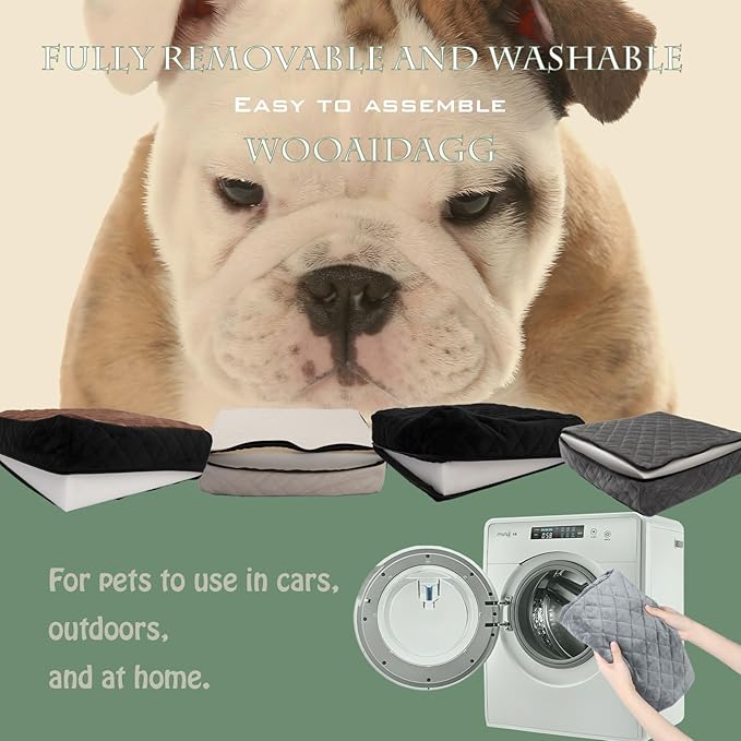 Dog Car Seat for Medium Sized Dog,Pet Travel Car Bed with Seat Belt Channle,Fully Detachable and Washable Car Dog Seat with Adjustable Straps,3 Straps Easy to Install (Black/Brown)