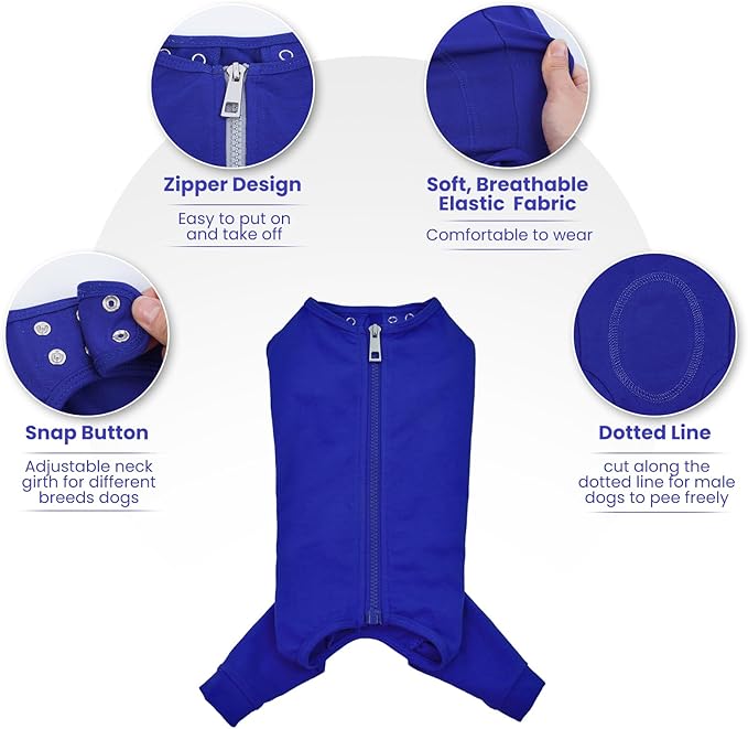 Nanaki Dog Wound Care Shirt, Dog Leg Sleeve To Stop Licking Rear Leg And Abdomen, Doggy Surgery Suit Female Spay,Doggy Onesie For Surgery Female Male, Pet Surgical Recovery Suit Pet Wound Heal Clothes