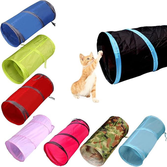 iCAGY Cat Tunnel for Indoor Cats Interactive, Rabbit Tunnel Toys, Pet Toys Play Tunnels for Cats Kittens Rabbits Puppies Crinkle Pop Up Sky Blue 20"