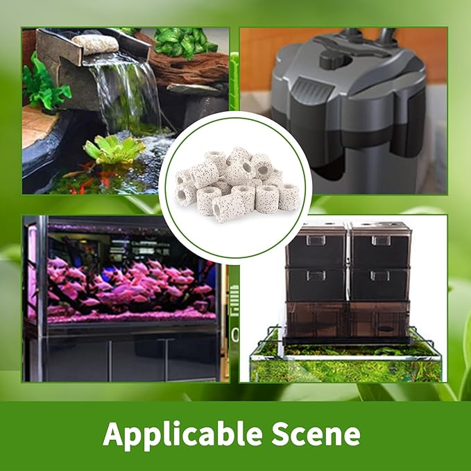 Hamiledyi 4 LB Aquarium Filter Media Bio Balls Ceramic Rings Media with Mesh Bag for Fish Tank and Pond Canister Biological Biofilter Filter (White)