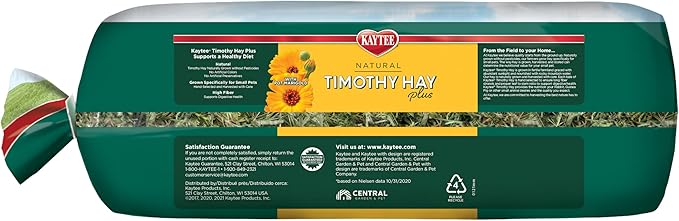 Kaytee All Natural Timothy Hay Plus Marigolds for Guinea Pigs, Rabbits & Other Small Animals, 24 Ounce (Pack of 2)