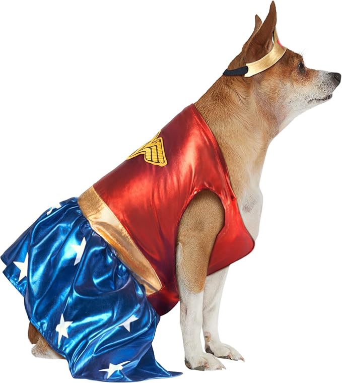 DC Comics: Wonder Woman Pet Costume for For Dogs or Cats by Rubies, Medium
