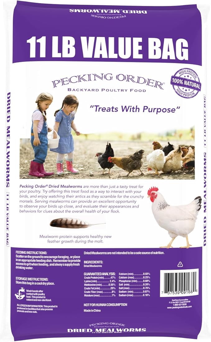 Pecking Order Dried Mealworms, 11 lbs