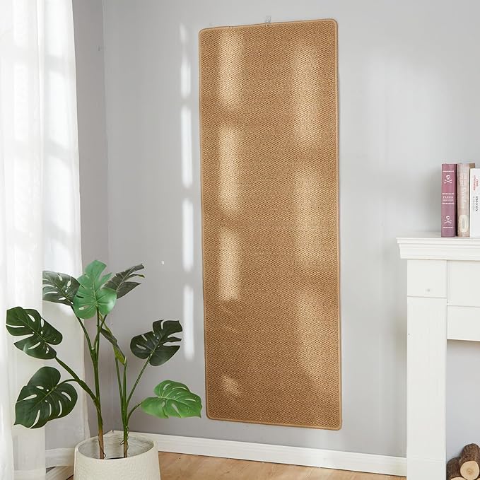 SHENGOCASE 67"x 23.6" Thickened Cat Wall Climbing Carpet, Cat Wall Furniture Scratcher, Scratching Post, Couch Sofa Protector (Camel)