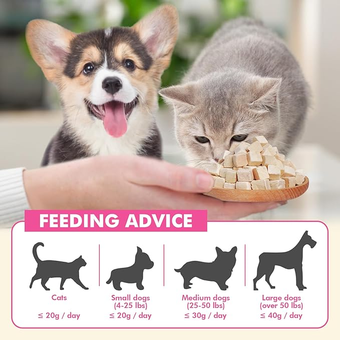 Freeze Dried Cats & Dogs Raw Treats, All Natural Single Ingredient Chicken Breast, High Protein Healthy Pet Training Treats or Food Topper, 3.5 oz