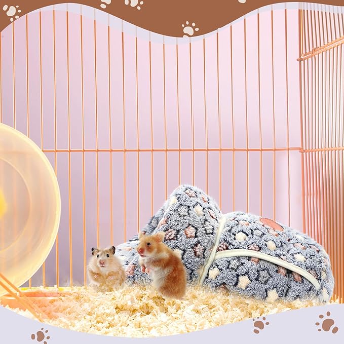 Wenqik 2 Pcs Guinea Pig Bed Cuddle Warm Hideout Small Animal Sack Cozy House Bedding Sleeping Cushion Portable Pet Carrier Cage Nest for Rabbit Hamster Rat (Blue, Khaki,Star)