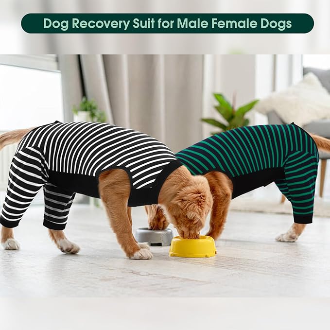 Kuoser Dog Recovery Suit, Anti Licking Dogs Rear Leg Sleeve, Abdominal Dog Surgical Suit with Pants Cover Protect Wounds, Dogs Elbow Protector Soft Pet Surgery Onesie Cone Alternative, Black 3XL