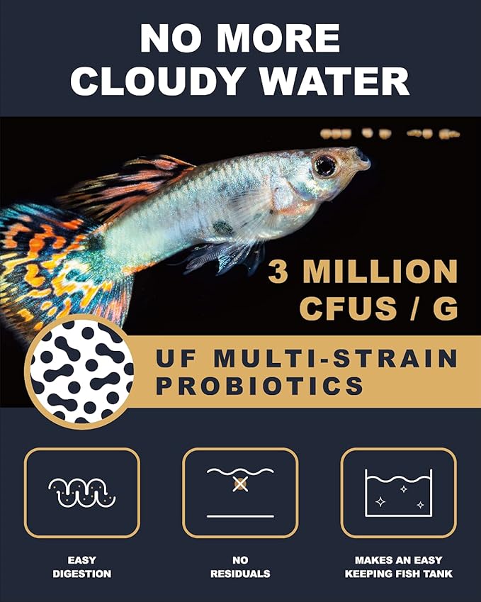 Ultra Fresh Royal Guppy Mignon Pellet, All Natural Guppy Food, Sword Prawns, Spirulina, Seaweeds, Highly Nutritious, for Cleaner Water and More Vibrant Color 4.6 oz