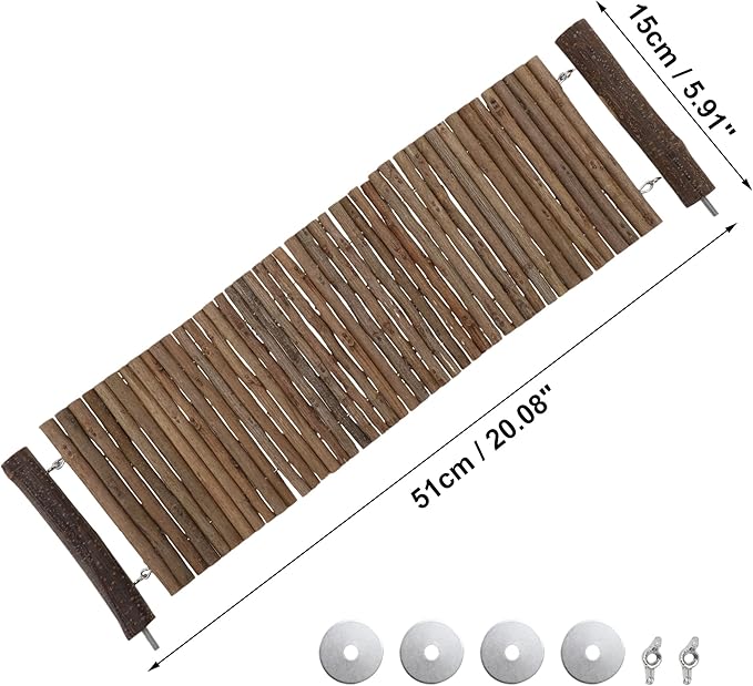 Hamster Bridge,Rat Long Bendy Bridge Wooden Climbing Ladder Cage Accessories for Syrian Hamster Gerbil Mouse Rat, 20.08" L x 5.91" W