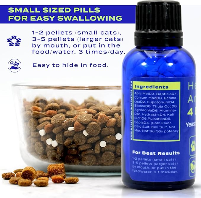 HA4E - Cat Yeast Protection - Homeopathic Support for Yeast Infections - All-Natural Preventive Care for Skin & Ear Health - 300 Tablets