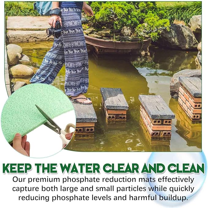Treela 10 x 18 Inch Phosphate Reducer Filter Pad Fish Tank Filter Pads Phosphate Remover Aquarium Cut to Fit for Aquariums and Pond Reducing Infused Media