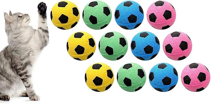 YnFag Foam Soccer Balls Cat Toys for Indoor Cats Cat Balls (Football 12)