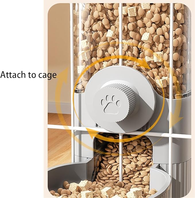 Hanging Automatic Bunny Food Water Dispenser, Gravity Rabbit Cage Feeder and Water Dispenser Ferret Cages Accessories, Cage Cat Food Bowl, for Chinchilla Guinea Pig Hedgehog (Grey)