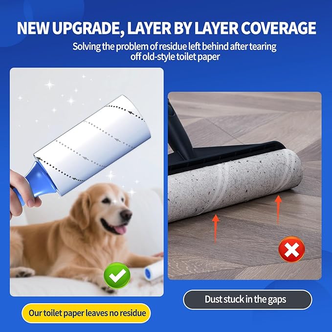 lint Rollers for pet Hair Extra Sticky Heavy Duty Lent Roller for Dog and Cat Remover for Couch Clothes Furniture Furniture Carpet Animal Fur Fuzz Mega Value Set Refills 960Sheets 8Pack